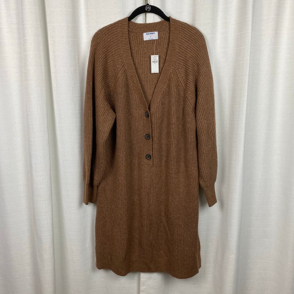 Old Navy Brown Long Sleeve Rib Knit Mini Sweater Dress Sz.XL NWT - Picture 2 of 12